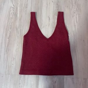 sparkling maroon tank/crop top size M/L brand: AURA